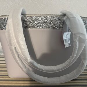 Women's Glitter Accent Tote Bag in Light Gray